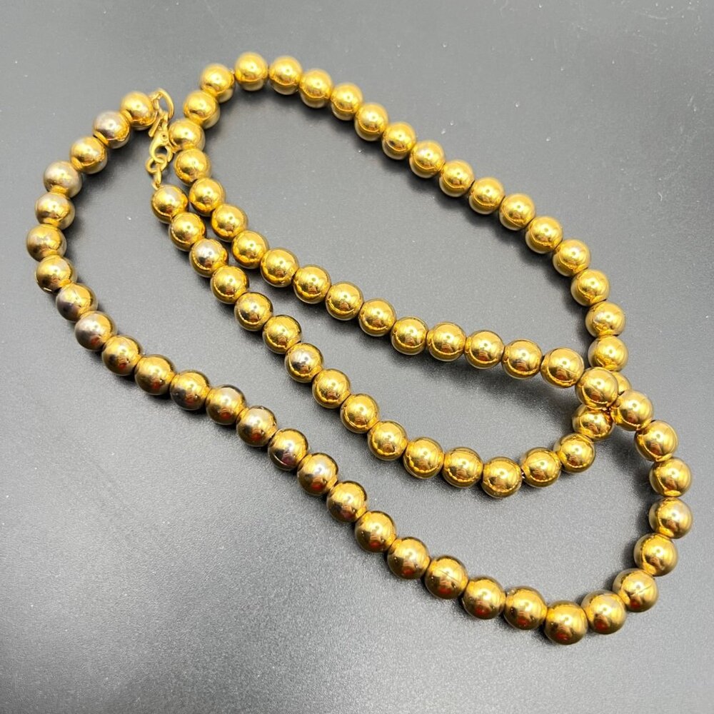 Monet 24" Gold-Tone Beaded Necklace Sister Lobster Clasp Classic Layering Signed - Picture 4 of 8